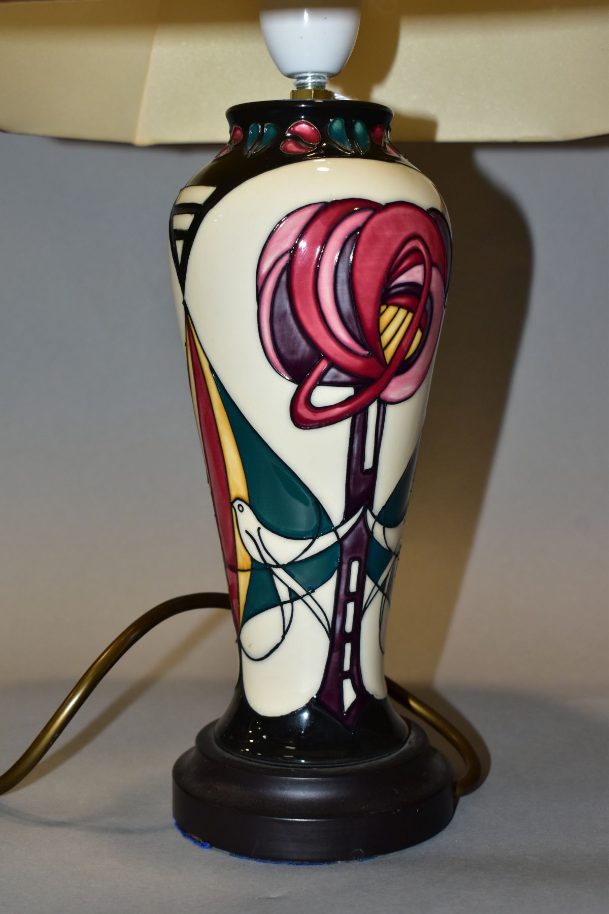 A MOORCROFT POTTERY TABLE LAMP OF BALUSTER FORM, decorated in the Melody pattern by Sian Leeper, - Image 3 of 8