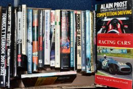 A BOX OF BOOKS RELATING TO MOTOR RACING AND FORMULA 1, twenty two volumes, titles include Formula