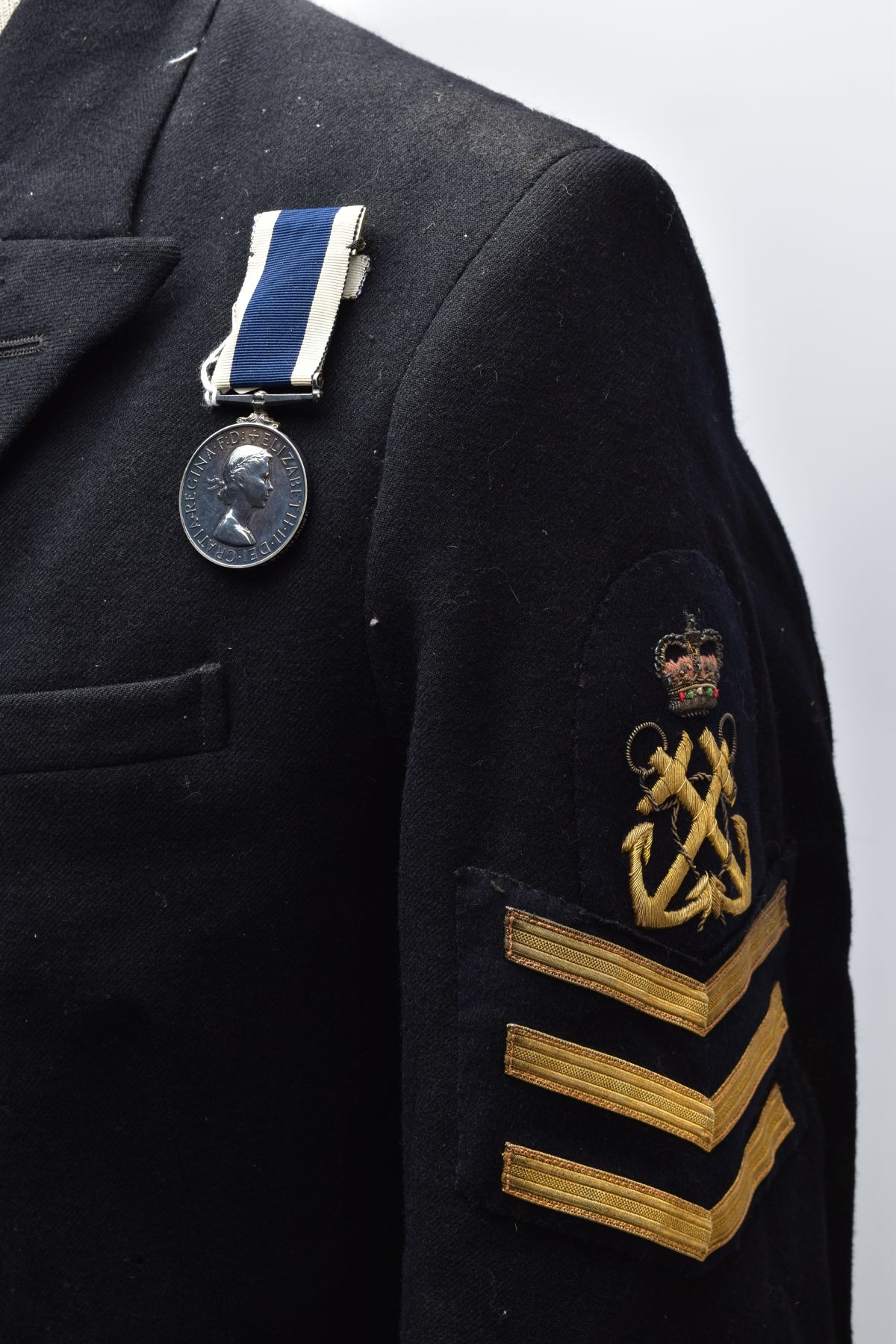 A ROYAL NAVY DRESS UNIFORM JACKET AND TROUSERS, with Rank & Crown patch to left sleeve and AL - Image 2 of 10