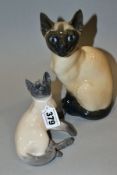 TWO ROYAL COPENHAGEN SIAMESE CATS, No 2862, height 10cm and No 3281, height 19.5cm (2) (condition:-