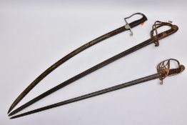 BRITISH MILITARY CUTLASS, by Harvey of Birmingham, blade is curved and lacquered, blade length