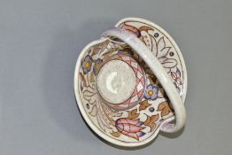 CHARLOTTE RHEAD FOR BURLSEY WARE BASKET, 'Wind Tossed Tulips', tube lined decoration, painted