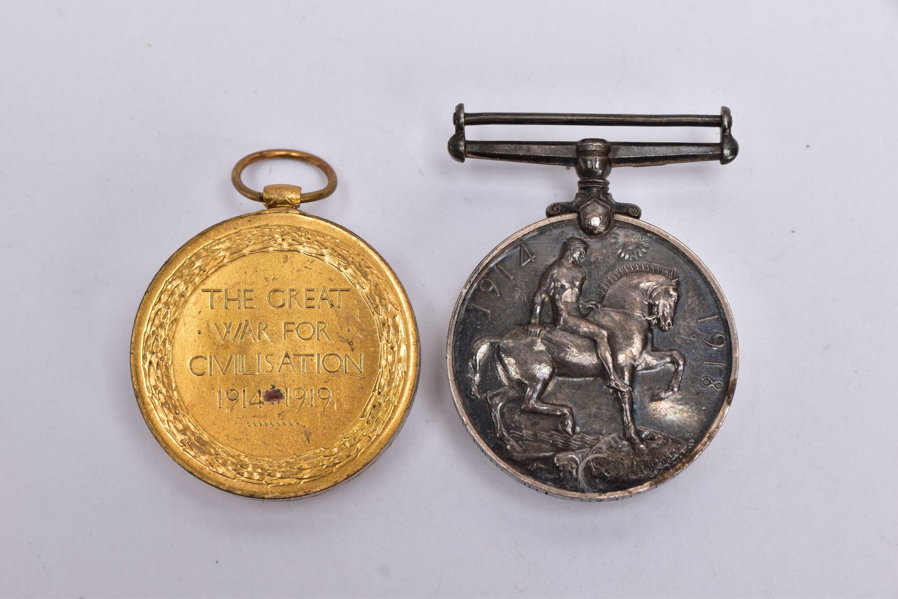 A WWI BRITISH WAR AND VICTORY MEDAL, pair named to G-8022 Pte. W.F Dean The Queens (Royal West - Image 2 of 3