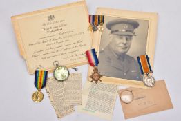 A 1914-1815 STAR TRIO OF MEDALS, named Lieutenant G.H. Davis, Captain on the pair Royal Munster