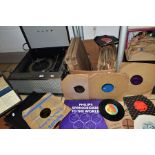 A GARRARD FOR BUSH TRANSISTORISED RECORD PLAYER, (WELL USED), and four boxes/cases various