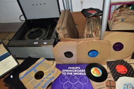A GARRARD FOR BUSH TRANSISTORISED RECORD PLAYER, (WELL USED), and four boxes/cases various