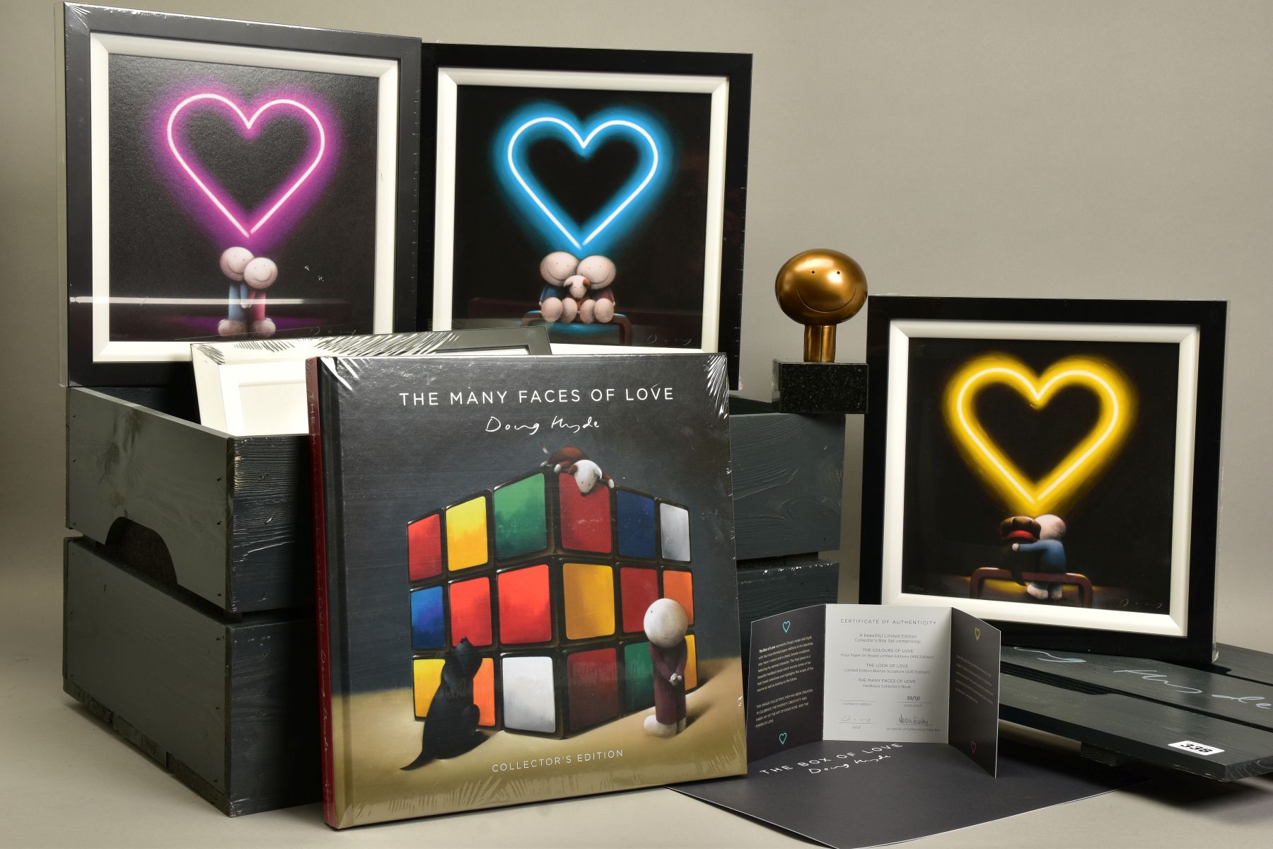 DOUG HYDE (BRITISH 1972) 'THE BOX OF LOVE', an artist proof box set comprising of a 13cm bronze - Image 2 of 5