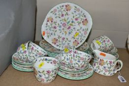 MINTON HADDON HALL DINNER/TEA WARES, comprising six cups, saucers and side plates, five dinner
