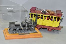 A BACHMANN 175 ANNIVERSARY 0 GAUGE PEWTER MODEL OF LOCOMOTION NO.1, mounted on a wooden plinth