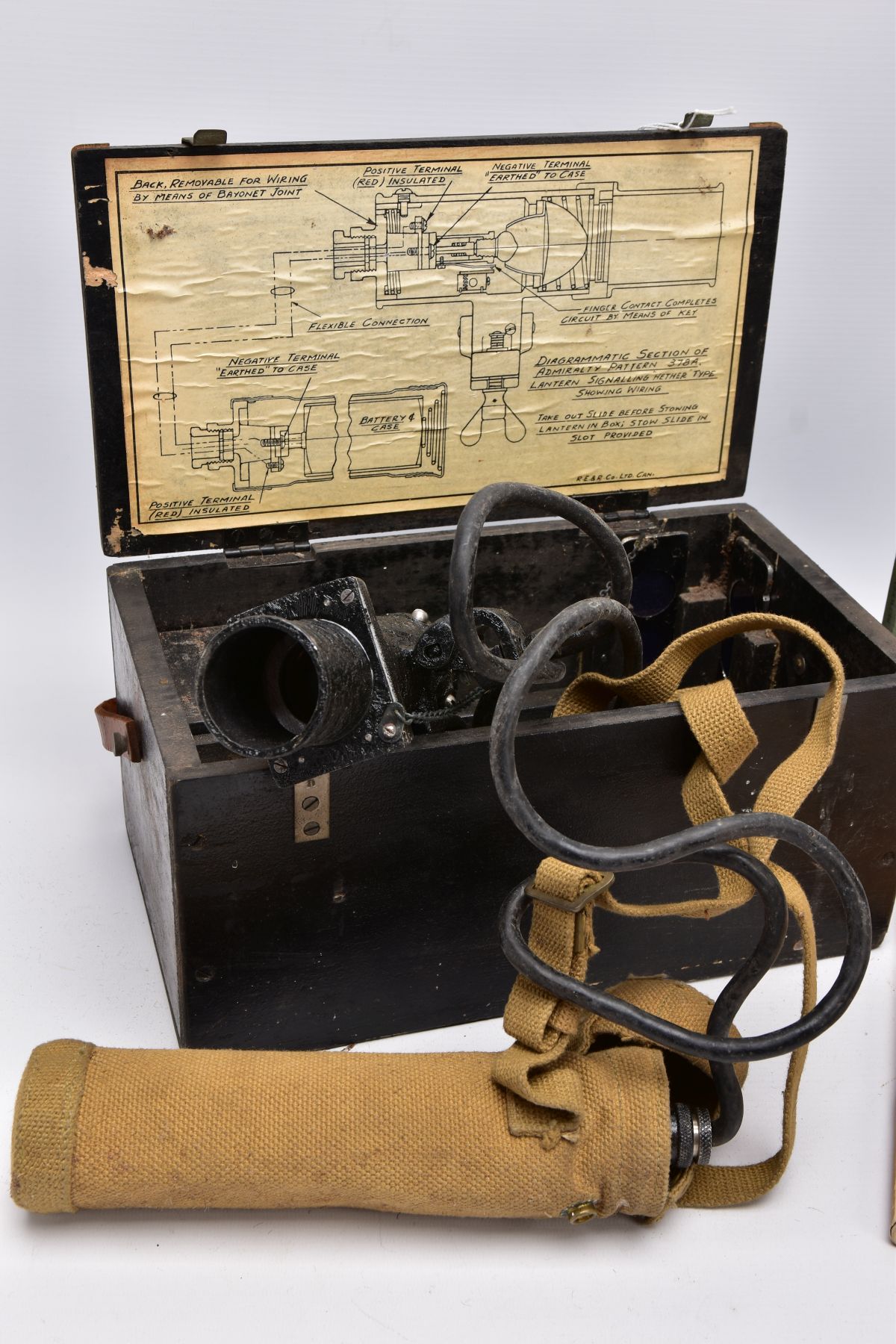 A BOXED 1944 DATED ADMIRALTY PATTERN 378A SIGNALLING LANTERN HETHER TYPE, together with book, issued - Image 2 of 7