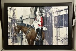 KRIS HARDY (BRITISH 1978) 'HORSE GUARD' a member of The Household Cavalry astride a horse, signed