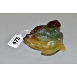A DAUM PATE DE VERRE SNAIL AND LEAF FROSTED GLASS DISH, length 8.5cm (Condition: slight chip to edge