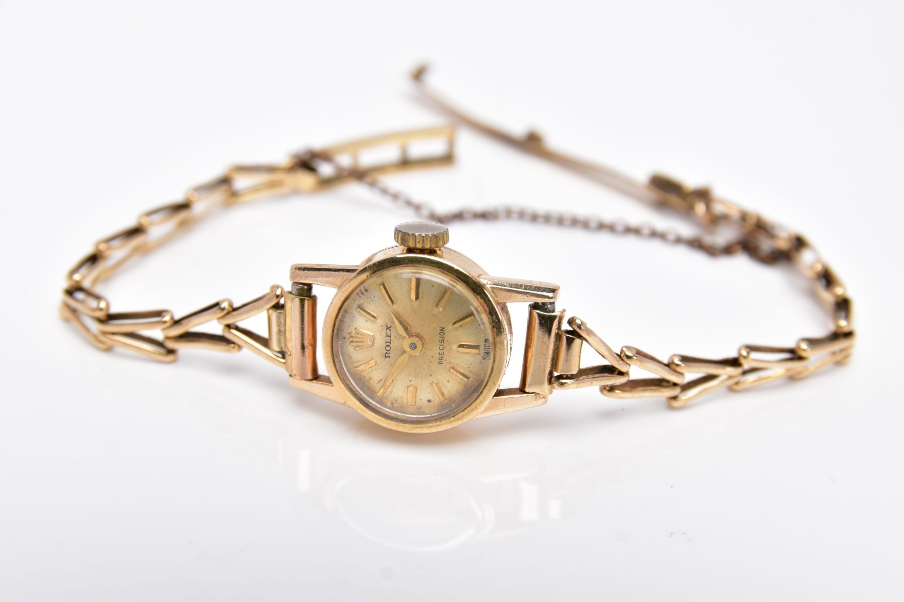 A LADIES 9CT GOLD ROLEX PRECISION WRISTWATCH, round case measuring approximately 16mm in diameter, - Image 4 of 6