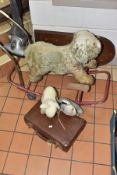 A LINES BROTHERS PUSH-ALONG AND ROCKING DOG, playworn condition with fur loss and wear but appears
