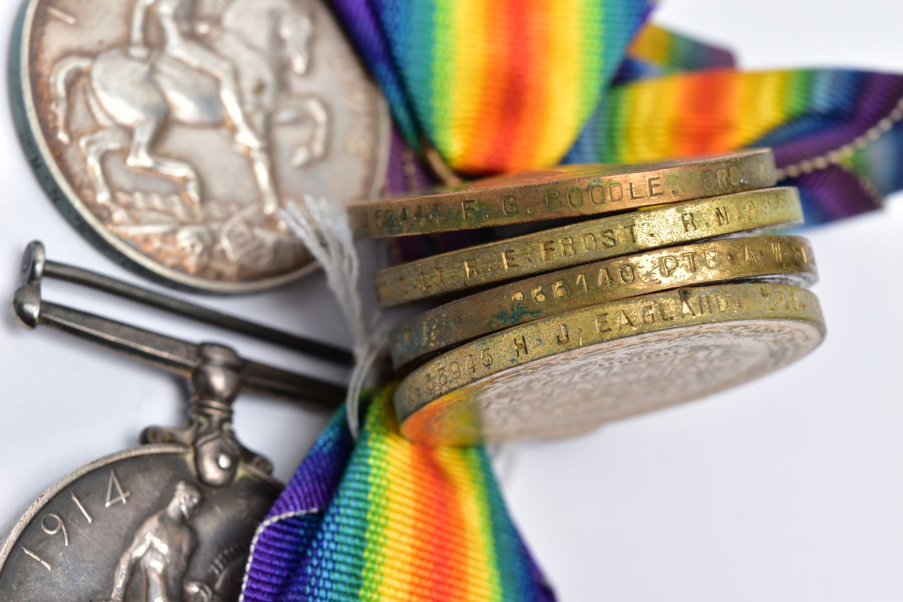 A SMALL COLLECTION OF BRITISH WWI MEDALS, comprising of a British War & Victory medals named J.52444 - Image 9 of 11