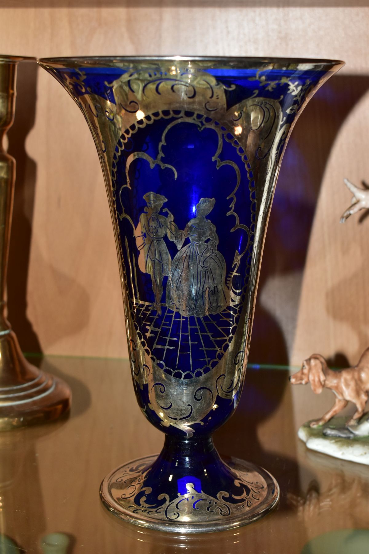 A SMALL GROUP OF CERAMICS, GLASS AND A PAIR OF LATE GEORGIAN BRASS CANDLESTICKS, comprising a pair - Image 8 of 15