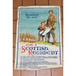 TOM CURR ARMY RECRUITMENT POSTER, 'Scotland for Ever', join a Scottish Regiment, listing ten