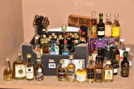 A COLLECTION OF MINIATURES, including fifty-three brandy, rums, madeira, ouzo, vodka, assorted