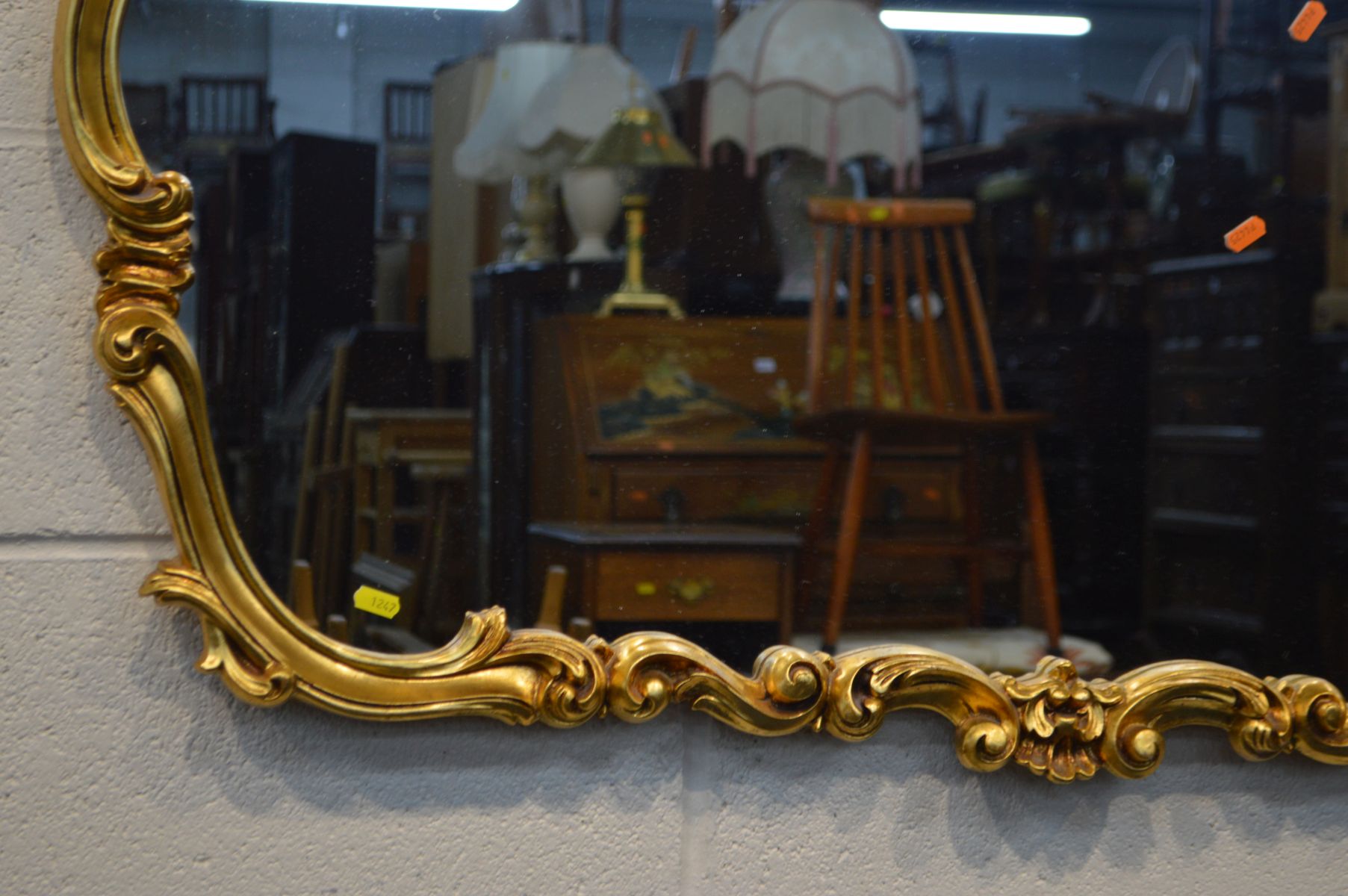 A MODERN ORNATE GILT ON RESIN WALL MIRROR, width 122cm x 88cm, together with a similar wall - Image 3 of 5