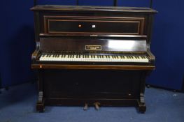 A TAYLOR AND CO, LONDON, MAHOGANY UPRIGHT PIANO, (all keys work, but out of tune)