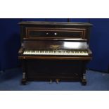 A TAYLOR AND CO, LONDON, MAHOGANY UPRIGHT PIANO, (all keys work, but out of tune)