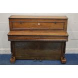 A REGENCY ROSEWOOD UPRIGHT PIANO, name indistinctly signed, of Paris, serial number 12102, with twin