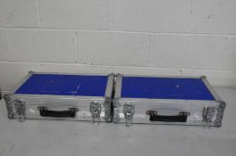 A PAIR OF INSTRUMENT FLIGHTCASES with two internal compartments 32cm x 22cm x 5cm high and 29cm x