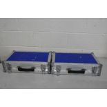 A PAIR OF INSTRUMENT FLIGHTCASES with two internal compartments 32cm x 22cm x 5cm high and 29cm x