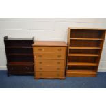 A STAG MINSTREL OPEN BOOKCASE with a single drawer, width 76cm x depth 30cm x height 112cm, a tall