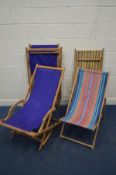 A PAIR OF FOLDING DECK CHAIRS and another 1970's pair (4)