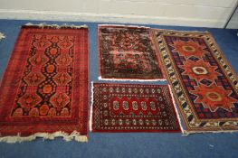 A KONYA RUG, likely to be first half 20th century, in russet, red and blue field, 191cm x 108cm