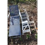 A SET OF WHITE ALUMINIUM STEP LADDERS height: 168cm, a smaller set of aluminium step ladders,