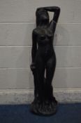 PAUL JENKINS (c1989) A BRONZED SCULPTURE OF A STANDING NUDE FEMALE FIGURE, impressed signature and