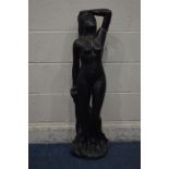 PAUL JENKINS (c1989) A BRONZED SCULPTURE OF A STANDING NUDE FEMALE FIGURE, impressed signature and