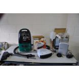 A HOOVER ALPINA PULL ALONG VACUUM CLEANER, a Philips Fan Heater, a mini fridge (all PAT pass and