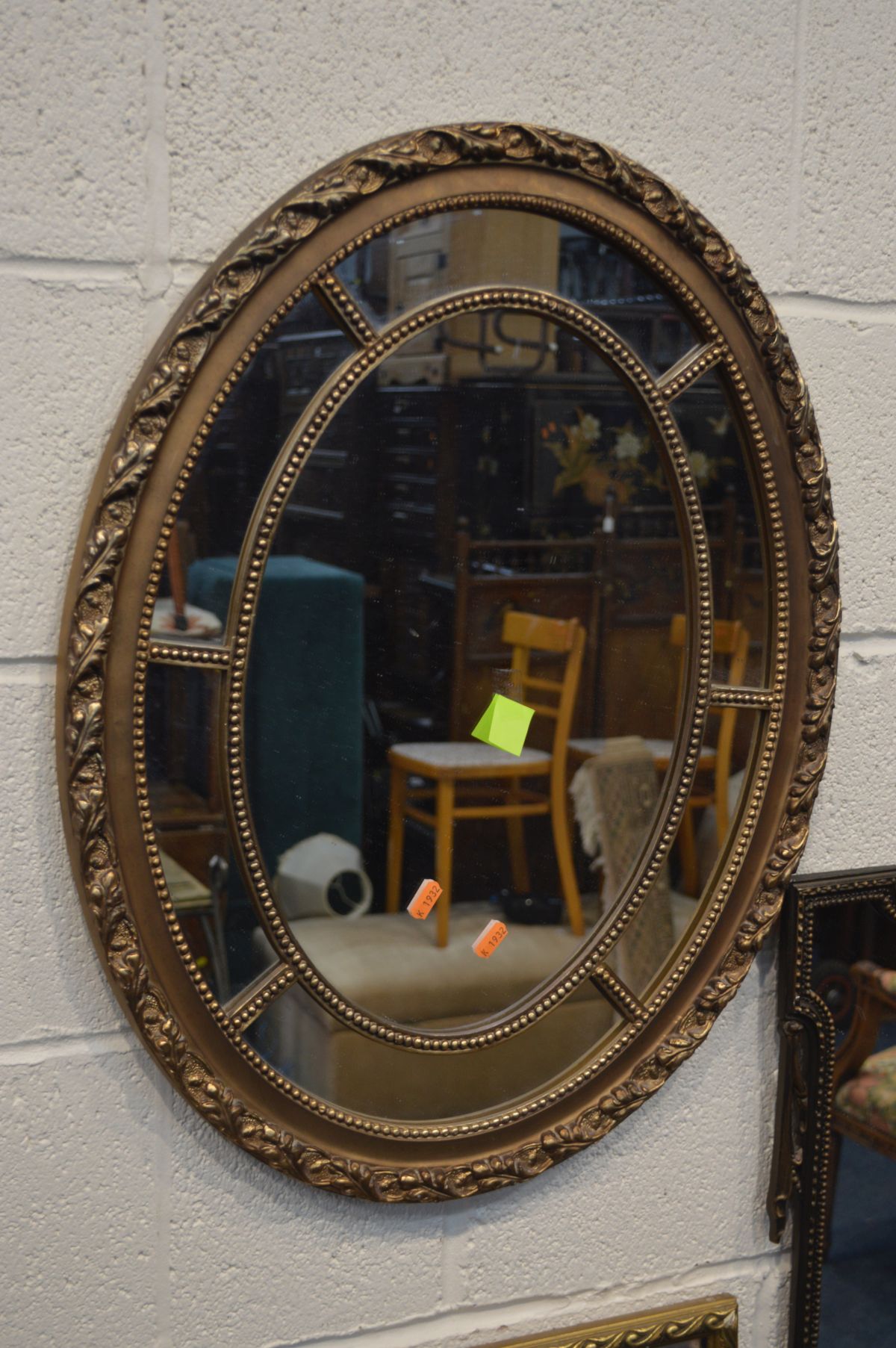 TEN VARIOUS WALL MIRRORS OF VARIOUS STYLES, SIZES MATERIALS - Image 2 of 6