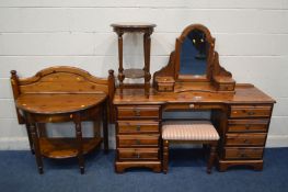 A DUCAL PINE DRESSING TABLE with a separate swing mirror and eight drawers, width 147cm x depth 45cm