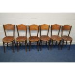 A SET OF SIX BEECH BENTWOOD CHAIRS, stamped Fitchel to underside