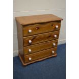 A MODERN PINE CHEST OF FOUR LONG DRAWERS, width 89cm x depth 44cm x height 98cm (Sd)