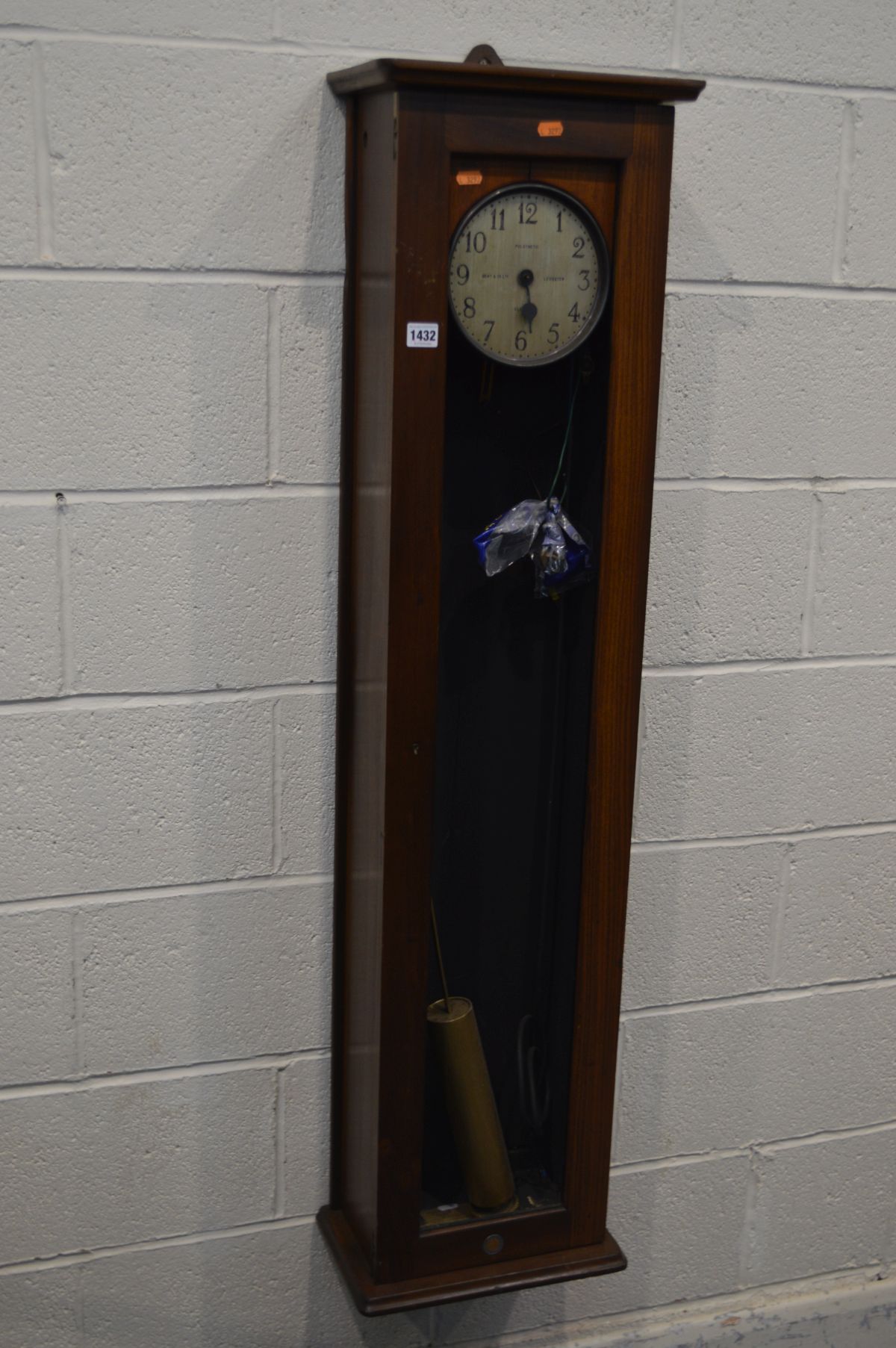 A GENT AND CO LTD, LEICESTER, MAHOGANY PULSYNETIC MASTER CLOCK, 6 1/2 inch silvered dial, height