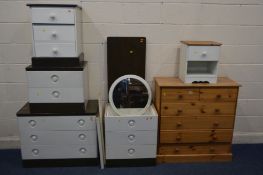 A STAG THREE PIECE BEDROOM SUITE, (Sd to dressing table) along with a similar three drawer bedside
