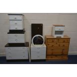 A STAG THREE PIECE BEDROOM SUITE, (Sd to dressing table) along with a similar three drawer bedside