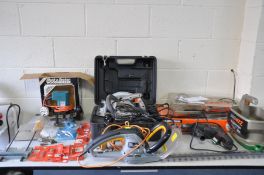 A SELECTION OF POWER TOOLS comprising of a Powerbase Excell Circular Saw, a Titan Electric Hedge