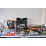 A SELECTION OF POWER TOOLS comprising of a Powerbase Excell Circular Saw, a Titan Electric Hedge