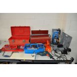 A COLLECTION OF TOOLS AND TOOLBOXES including a Black and Decker drill , a Craft cordless drill (