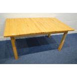 A MODERN BEECH EXTENDING DINING TABLE, length 161cm x depth 100cm x height 76cm