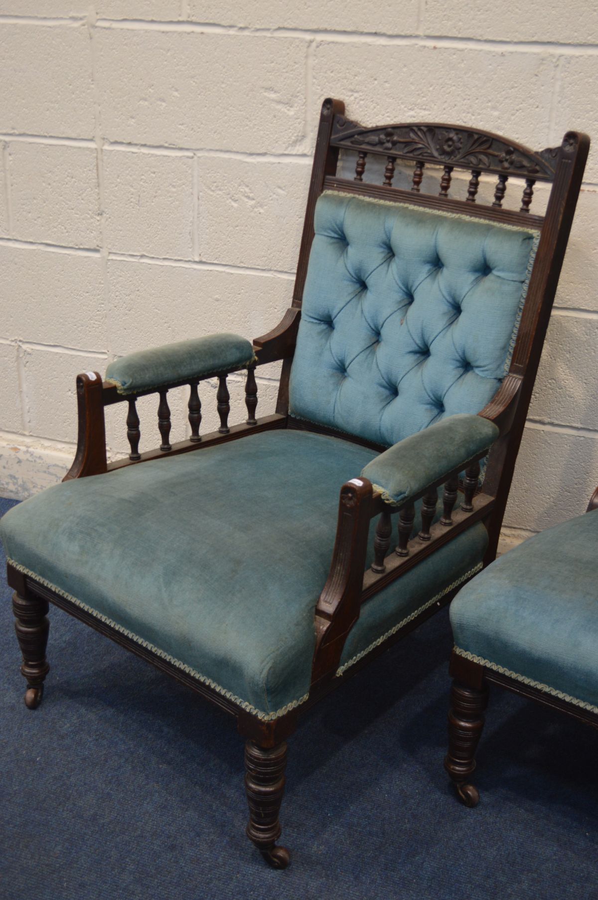 A PAIR OF EDWARDIAN MAHOGANY LADIES AND GENTS CHAIRS - Image 3 of 3