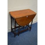 A SMALL MAHOGANY OVAL GATE LEG TABLE