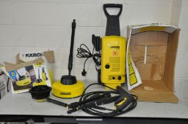 A KARCHER K4.99 JET WASHER with T100 T Racer Patio cleaner ,lance with 3 attachments and other