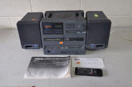 A YAMAHA ASAT-C10 VINTAGE HI FI with detachable speakers, remote, manual and a Logik DAB radio (both